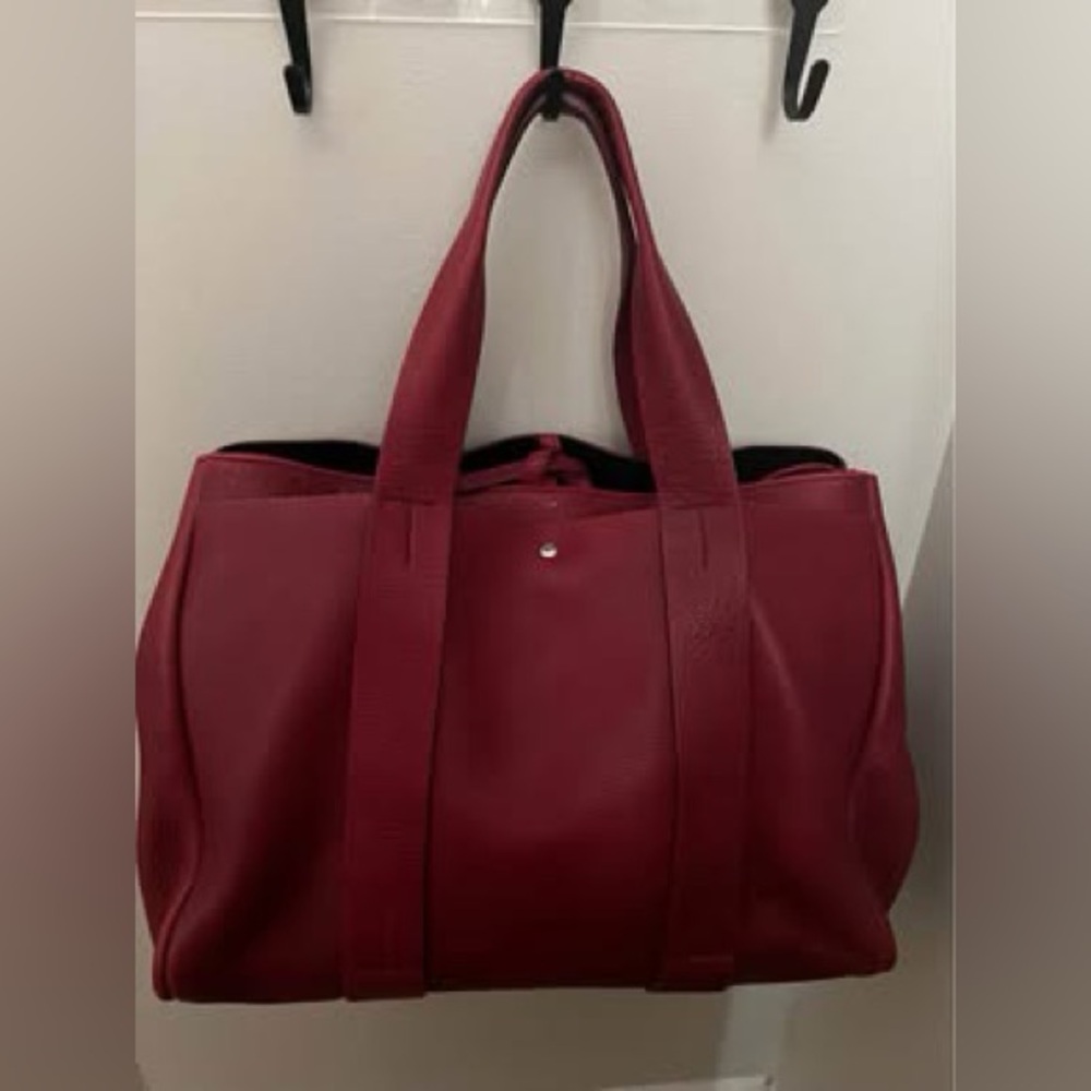 Theory Leather burgundy red top handle purse tote handbag